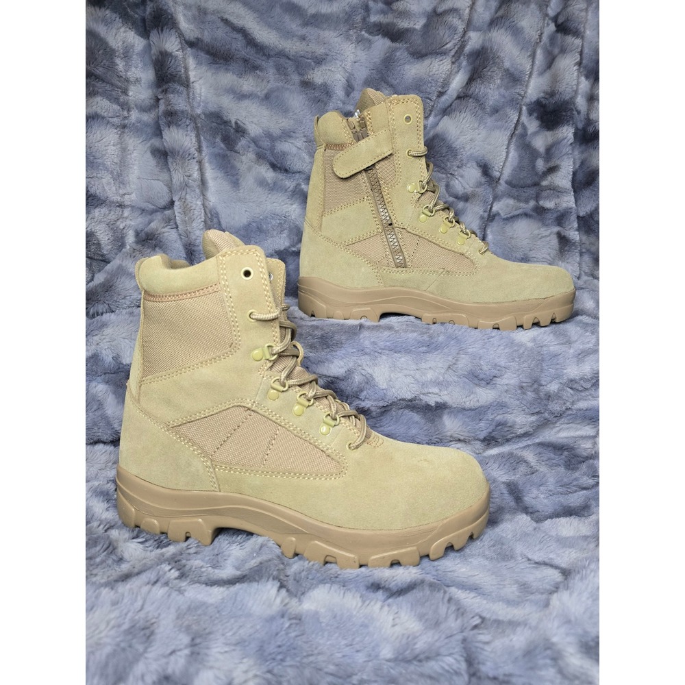 NWB Workabouts Leather Military Tactical Boots side zip Tan Mens Size 12D Desert